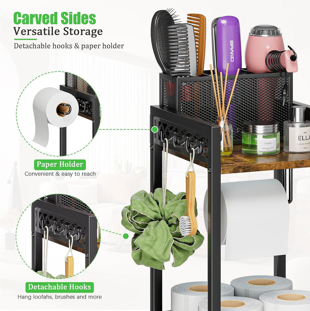 3 Tier Bathroom Organzier Storage Shelf Stand Toilet Paper Holder