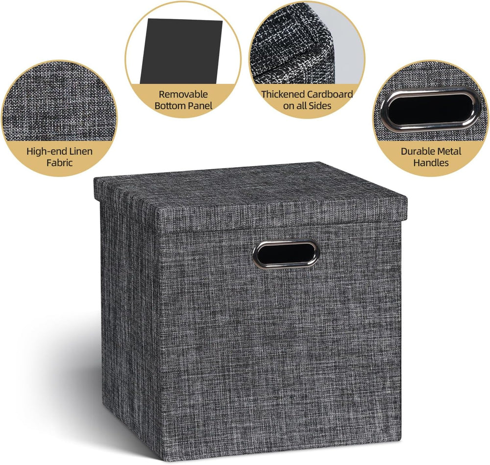 Posprica Storage Bins with Lids,13×13×13 Foldable Storage Cube Baskets Boxes ...