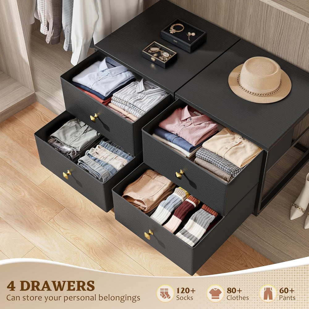 Romorgniz 4-Drawer Stackable Storage Unit, 22LBS/Drawer Closet Organizer
