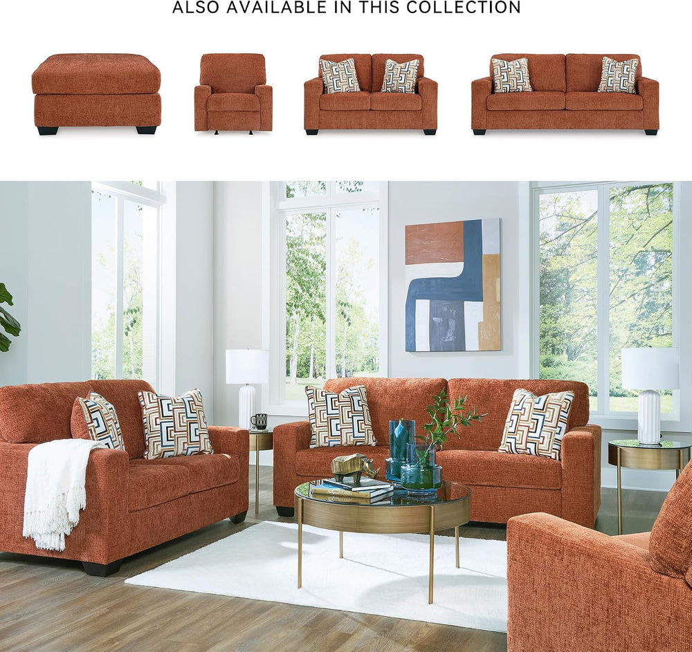 Signature Design by Ashley Oversized Accent Ottoman, Spice Burnt Orange