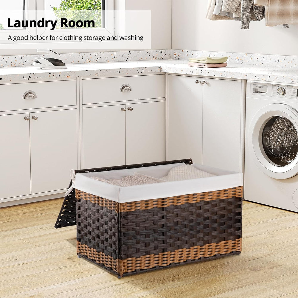 OIAHOMY Storage Basket with Lid, 27.7 Gallon (105L) Blanket Basket with Remov...