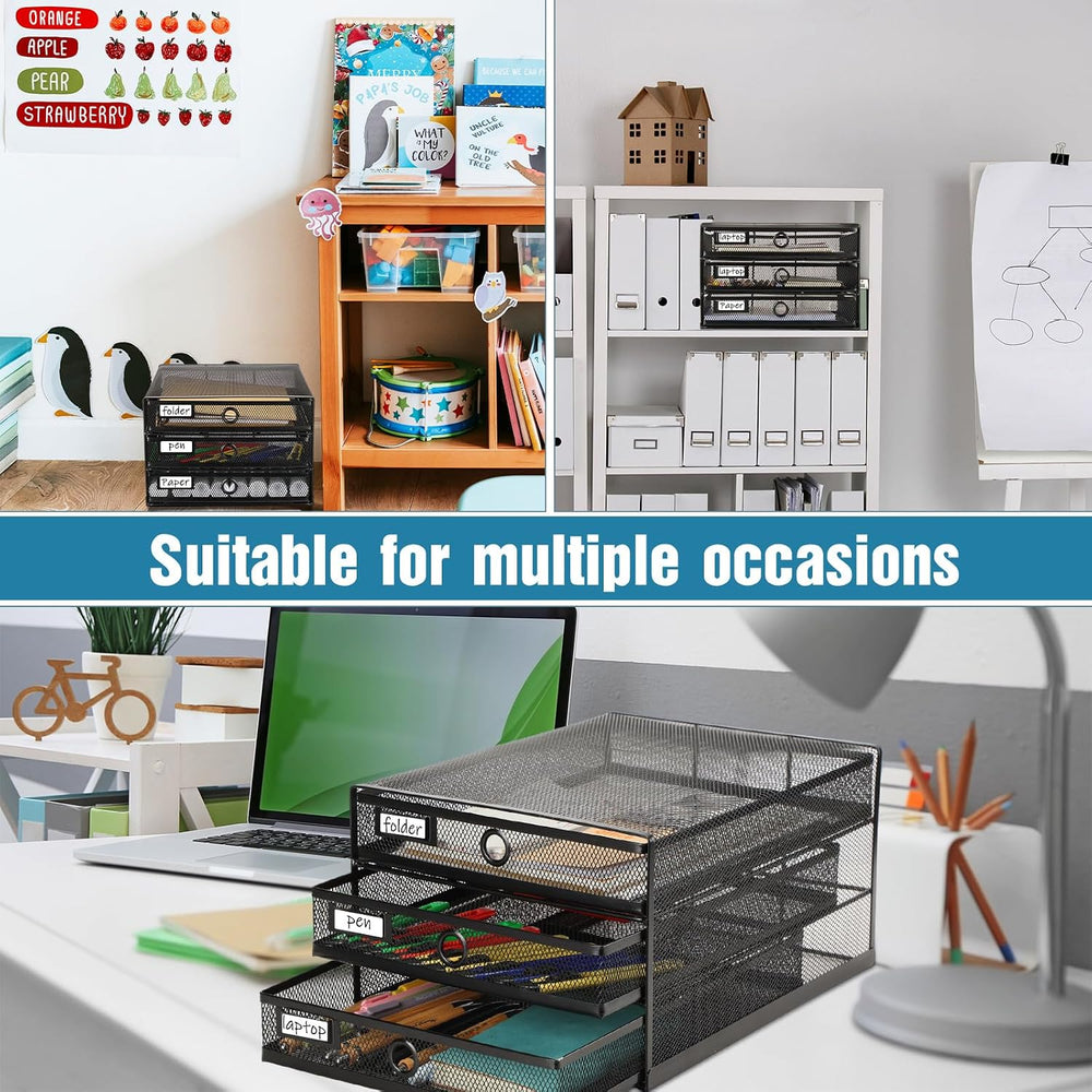 Zhanmai 1 Pack Black Desk Organizer Total Wire Mesh with Drawer, 3 Tier