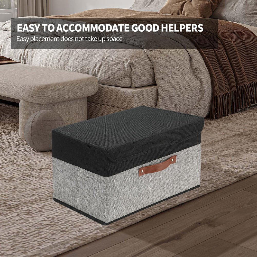 SAMORADREA 8 Pack Linen Foldable Storage Box Containers Fabric Bins with Lids...