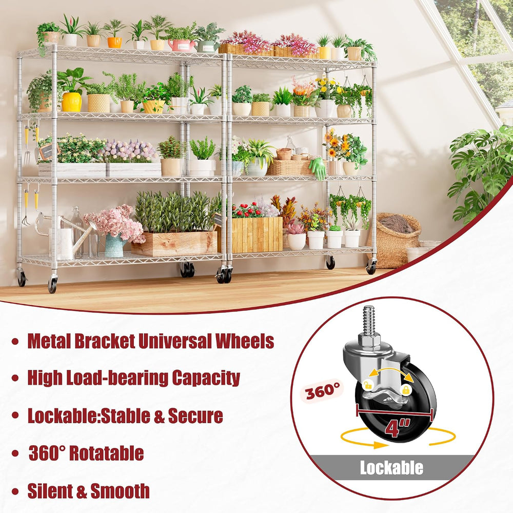 PrimeZone 4 Tier NSF Steel 55.5" Wx24 Dx76 H Wire Shelving 2400lbs