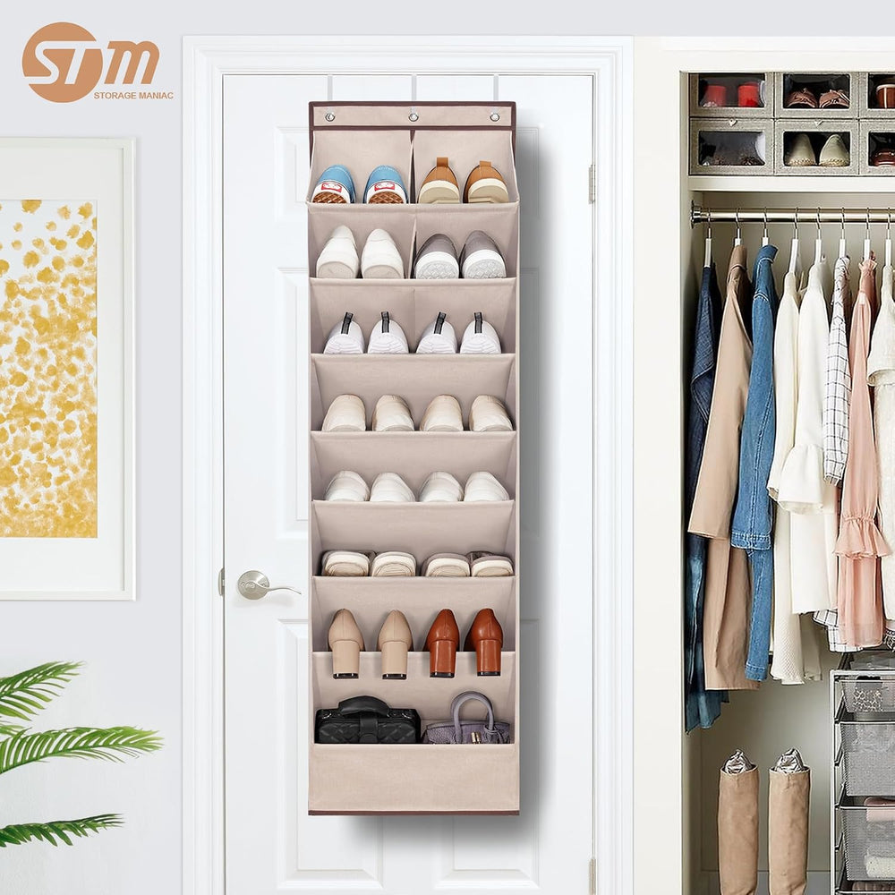 STORAGE MANIAC Over the Door Shoe Organizer Heavy-Duty Large Deep Pocket Hang...