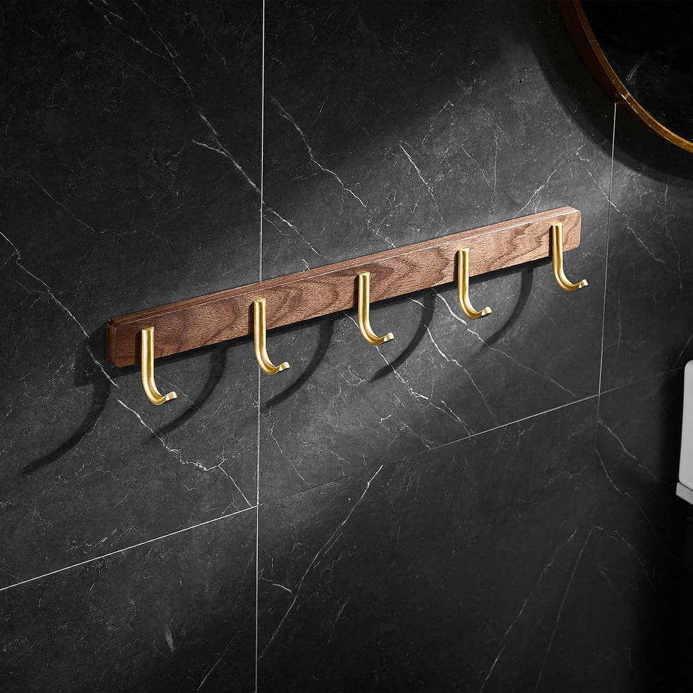 Wall Mounted Coat Rack, 5 Hooks - J Shape