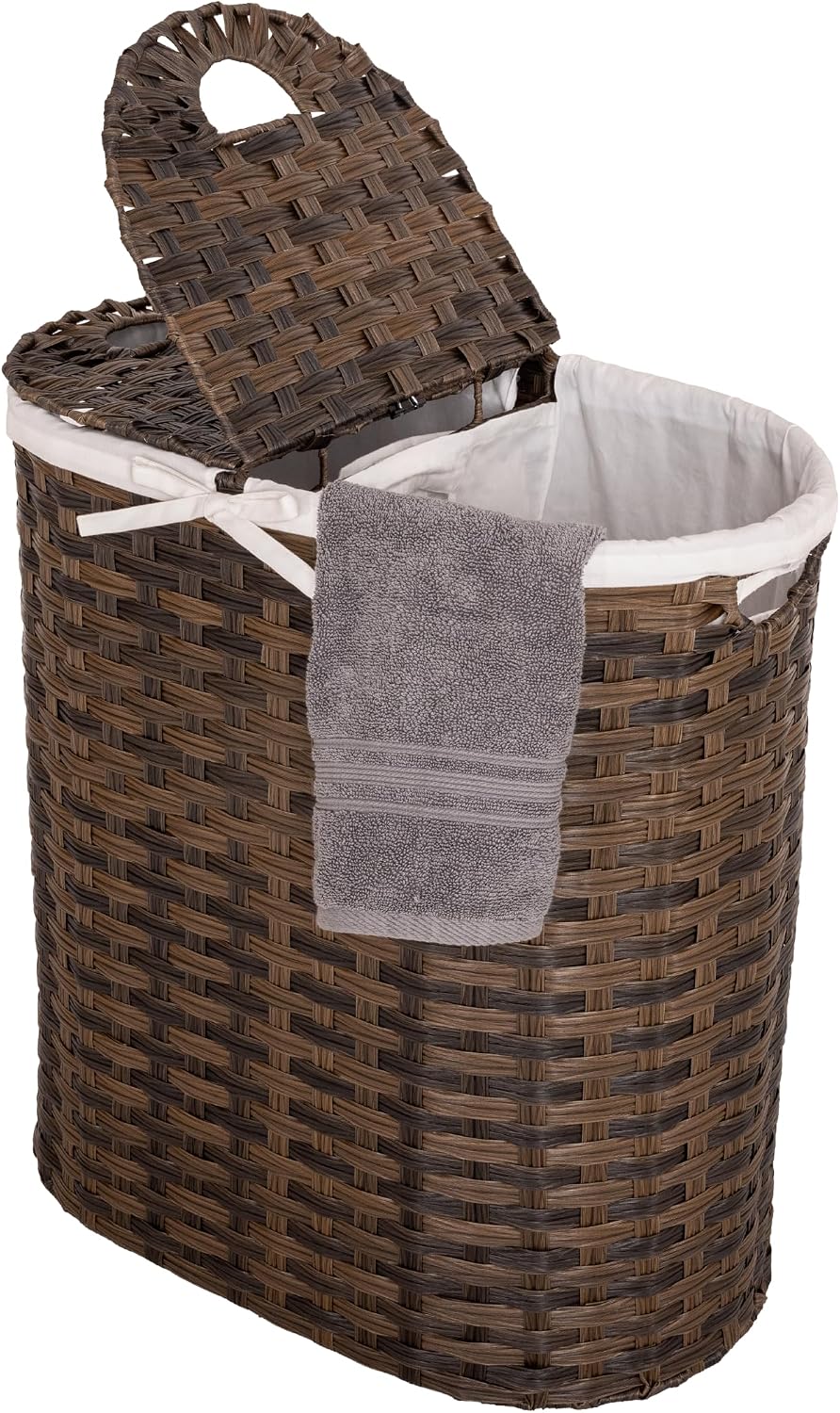 Seville Classics Premium Handwoven Portable Laundry Bin Basket with Carrying ...
