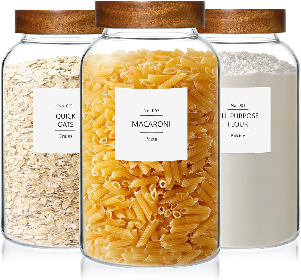 88oz Glass Jars w/Acacia Lids for Flour & Sugar Storage Containers