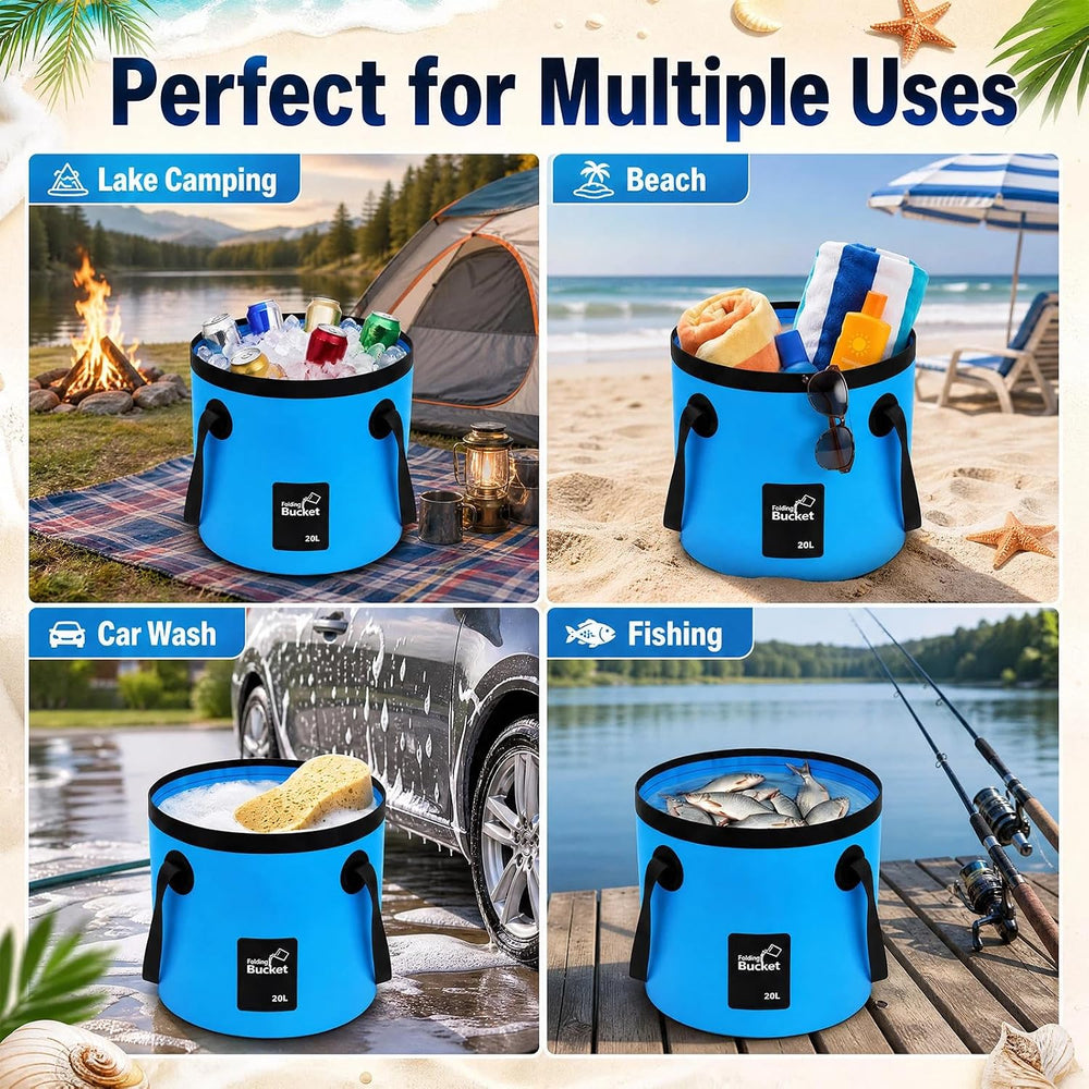 5 Gallon 4 Pack Collapsible Bucket,Blue
