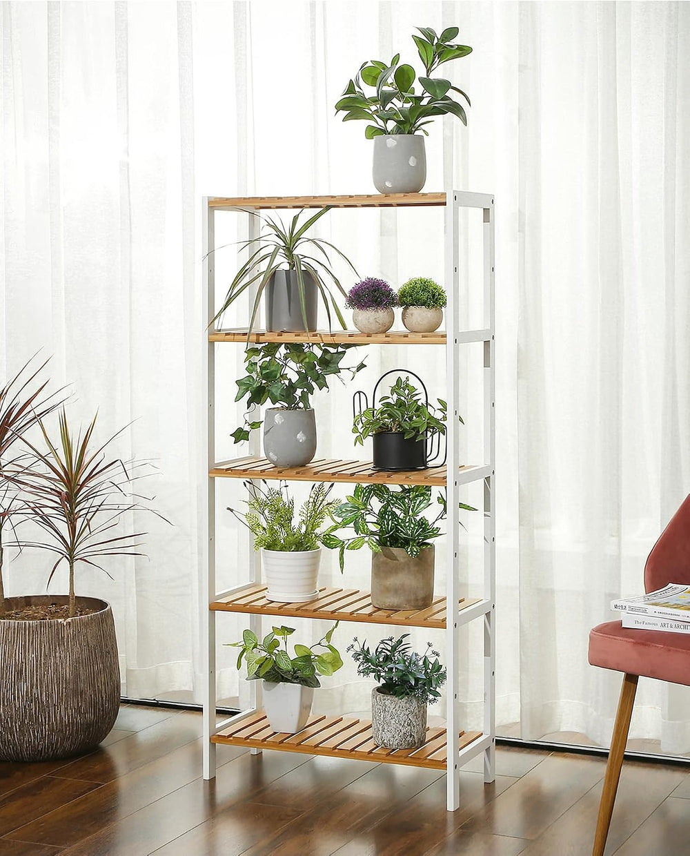 SONGMICS 5-Tier Bamboo Shelf, Freestanding Bathroom Storage Rack