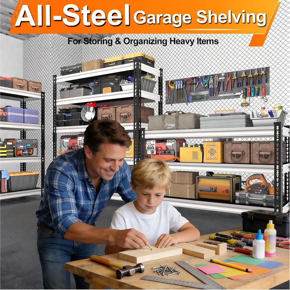 Metal Garage Shelving Units - 48" W x 18" D x 39" H White
