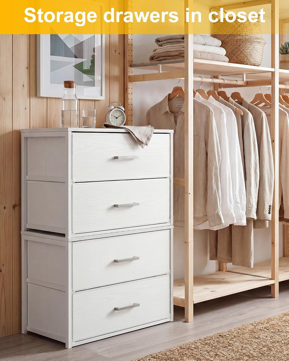 Fixwal Closet Drawers for Clothes, 2 Pack, 4 Drawers Stackable, 21.2" Wide