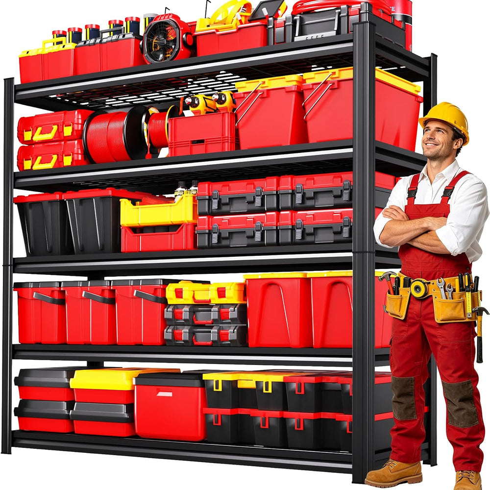 78" H Garage Shelving Heavy Duty Storage Shelves, 5T Adjustable Metal Sh...