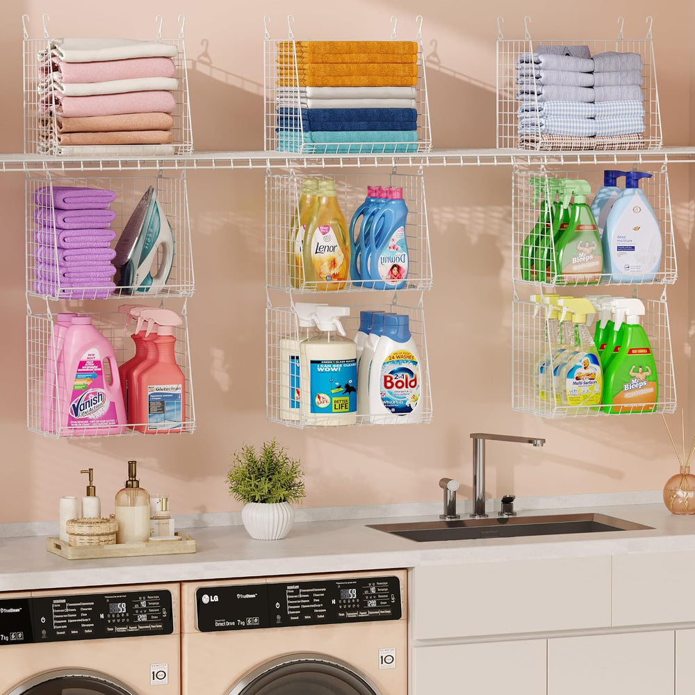 3-Pack Extra-Tall 13.6'' Hanging Laundry Basket Organizer, Foldable W...