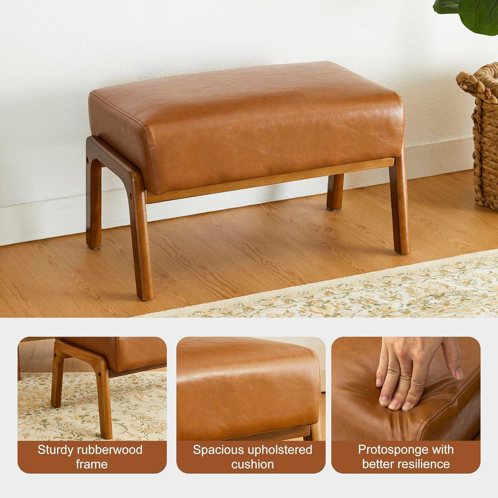 Glitzhome 15.5"(H) Footrest Stool Set of 2, Leatherette Ottoman, Accent ...