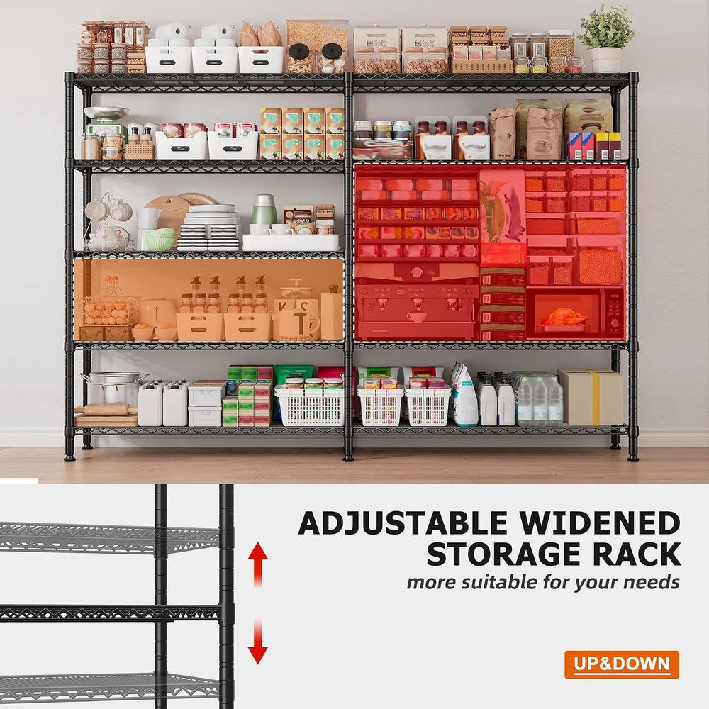 REIBII 5-Tier Heavy Duty Storage Shelving Unit, 1600LBS Wire Rack