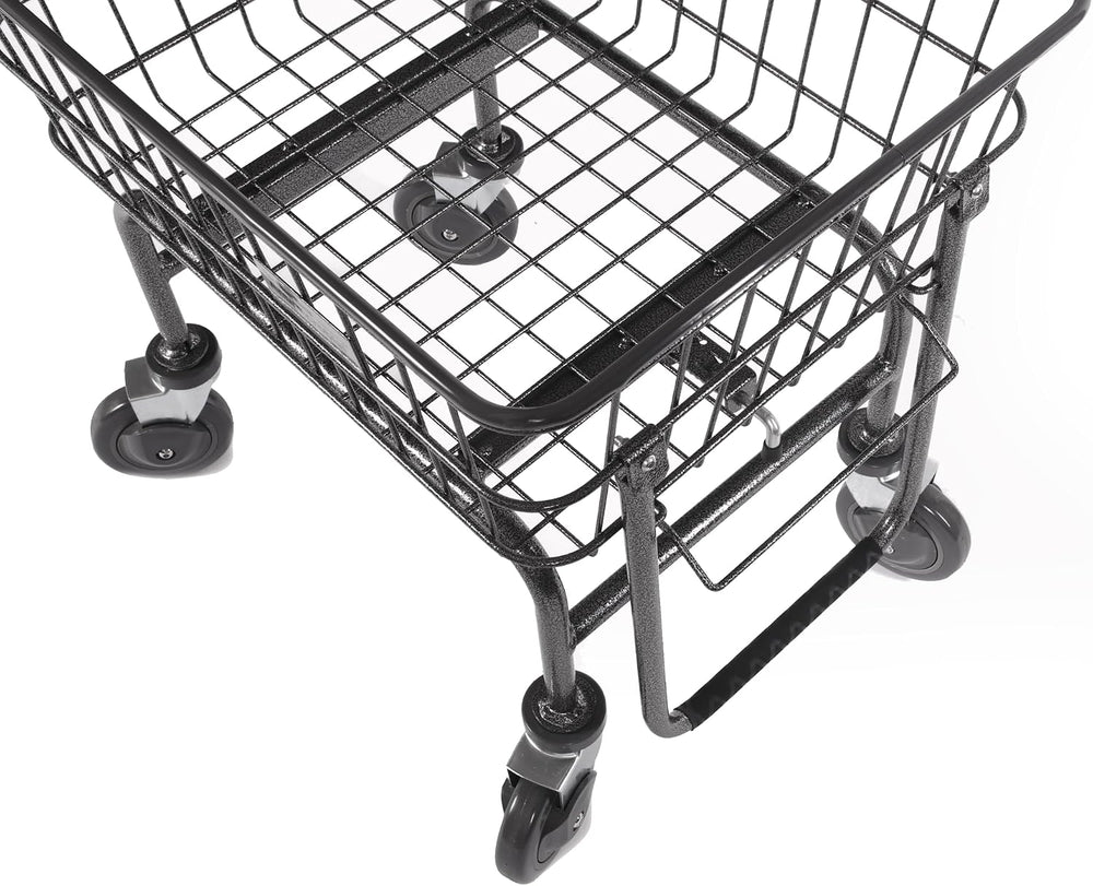 Rolling Laundry Cart with Wheels, Metal Wire Basket, Heavy Duty Utility Cart ...