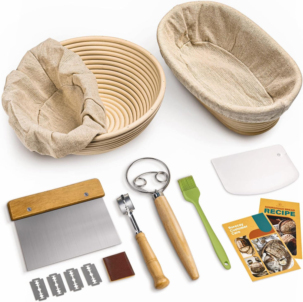 Rorecay Sourdough Starter Kit with Banneton Bread Proofing Baskets
