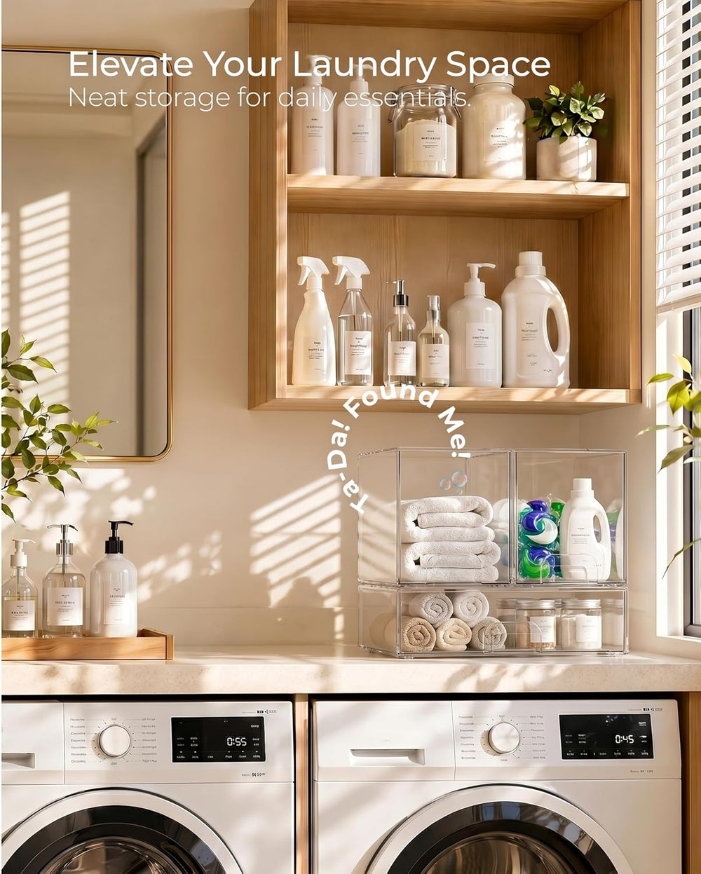 Stackable Storage Drawers Organizer Set of 3 for Bathroom Organizer Storage