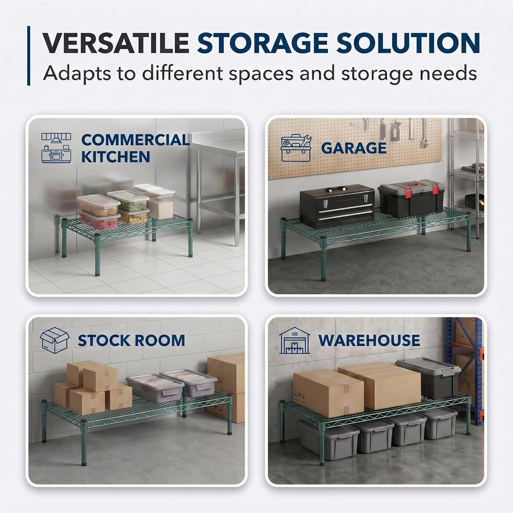 Green Epoxy Wire Storage Shelf, Dunnage Rack, Commercial 1 Tier Small Shelf, ...