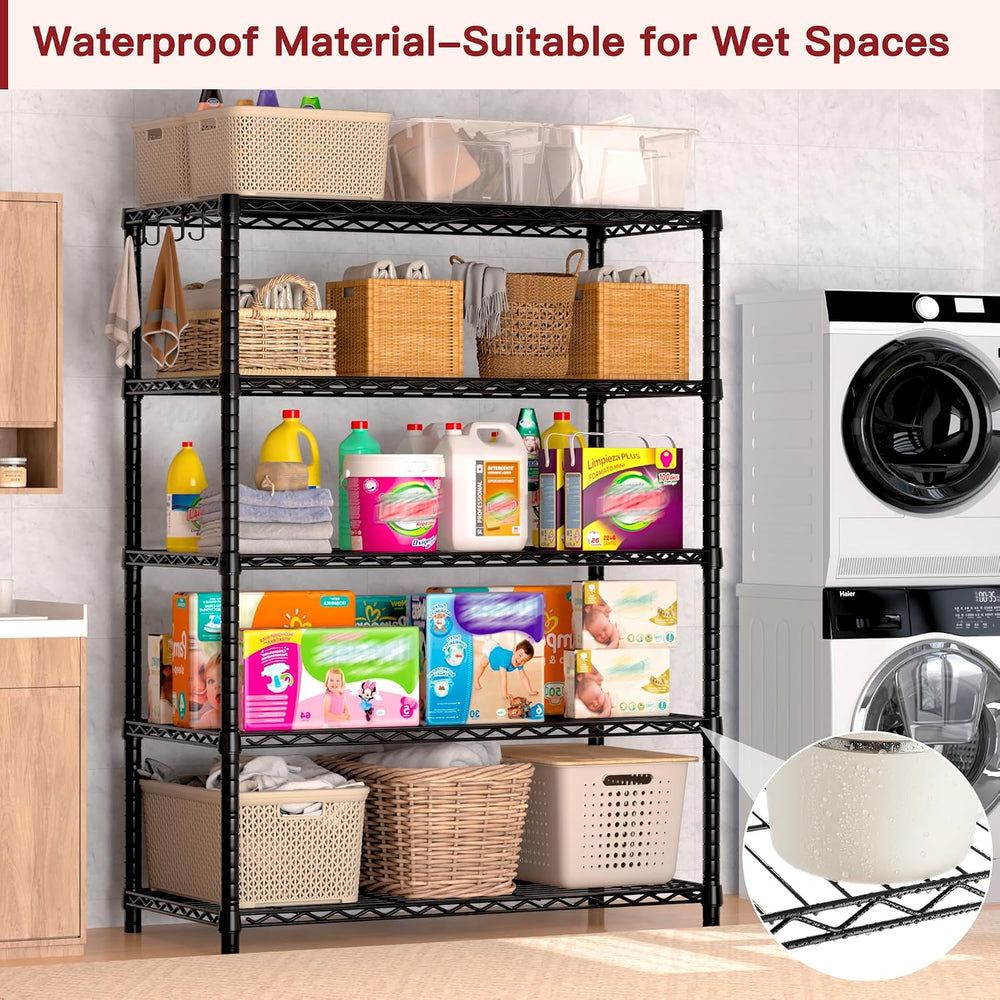 PrimeZone Wire Storage Shelves, 5-Tier Adjustable NSF Metal Shelving