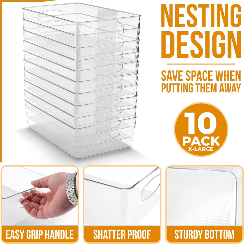 Sorbus Fridge Organizers and Storage, Clear Bins (Extra Large, 10 Pack)