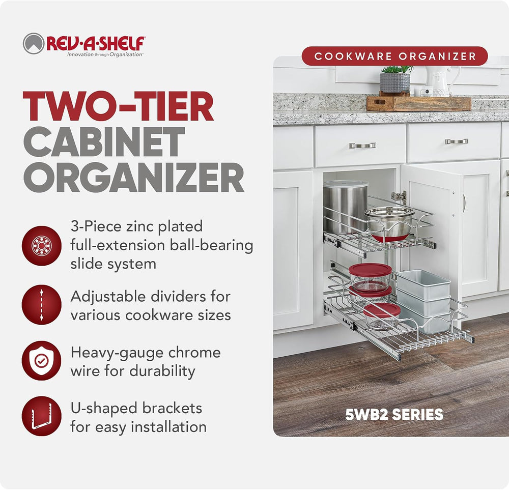 Rev-A-Shelf Pullout Organizer for Cabinets, Min Opening Width of 11.5"