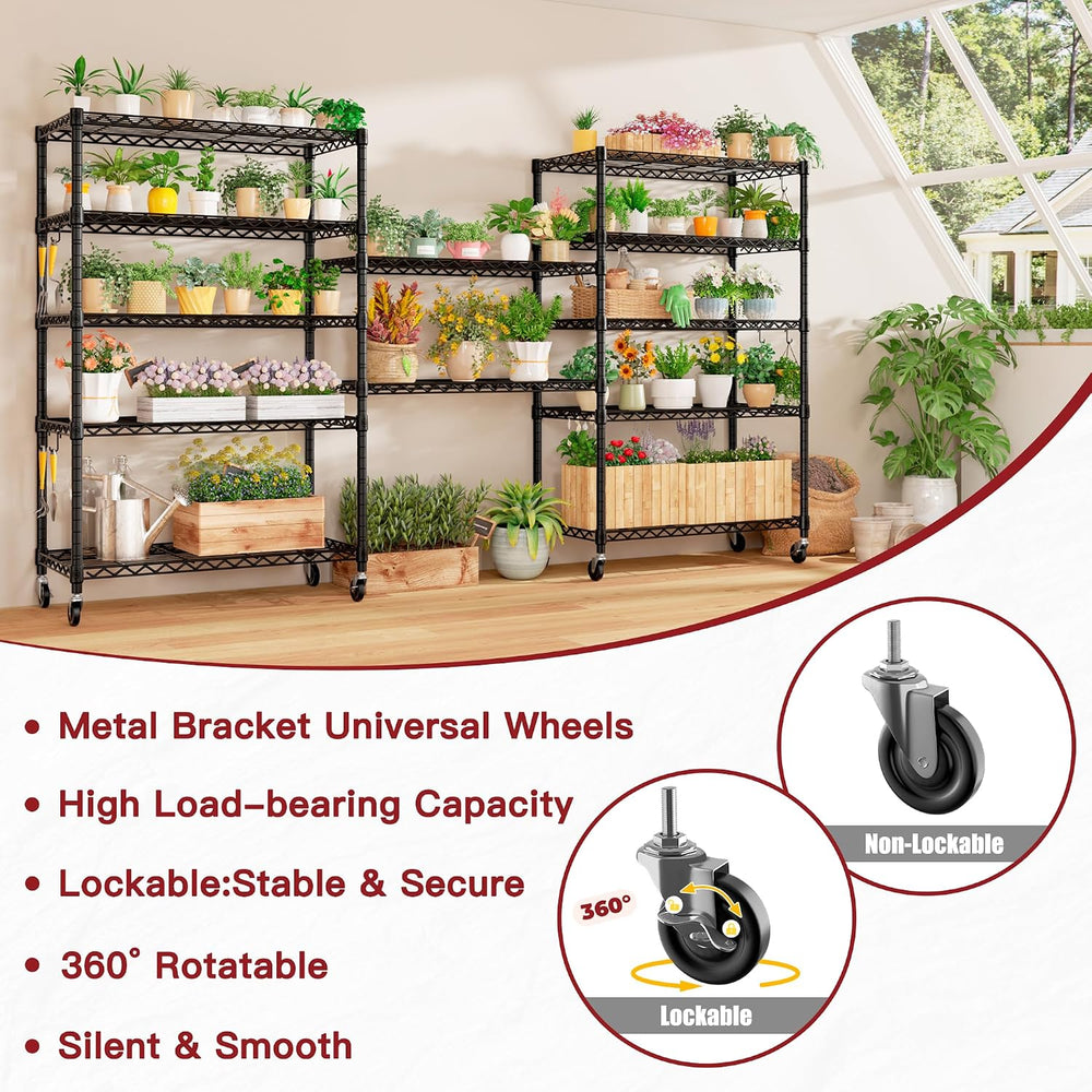 PrimeZone 6 Tier 36" W X 18" D X 78" H Wire Shelving with Whee...