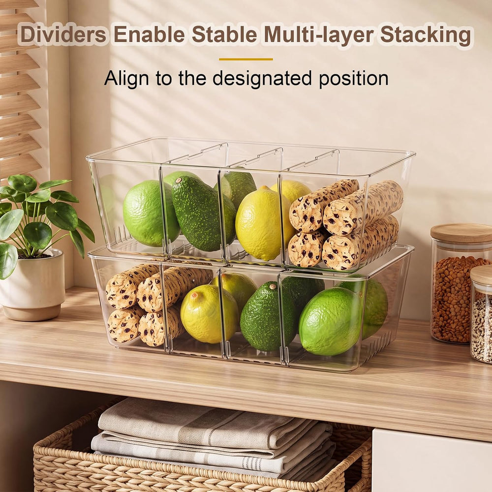 8 Pack Pantry Organization and Storage Bins with Removable Dividers