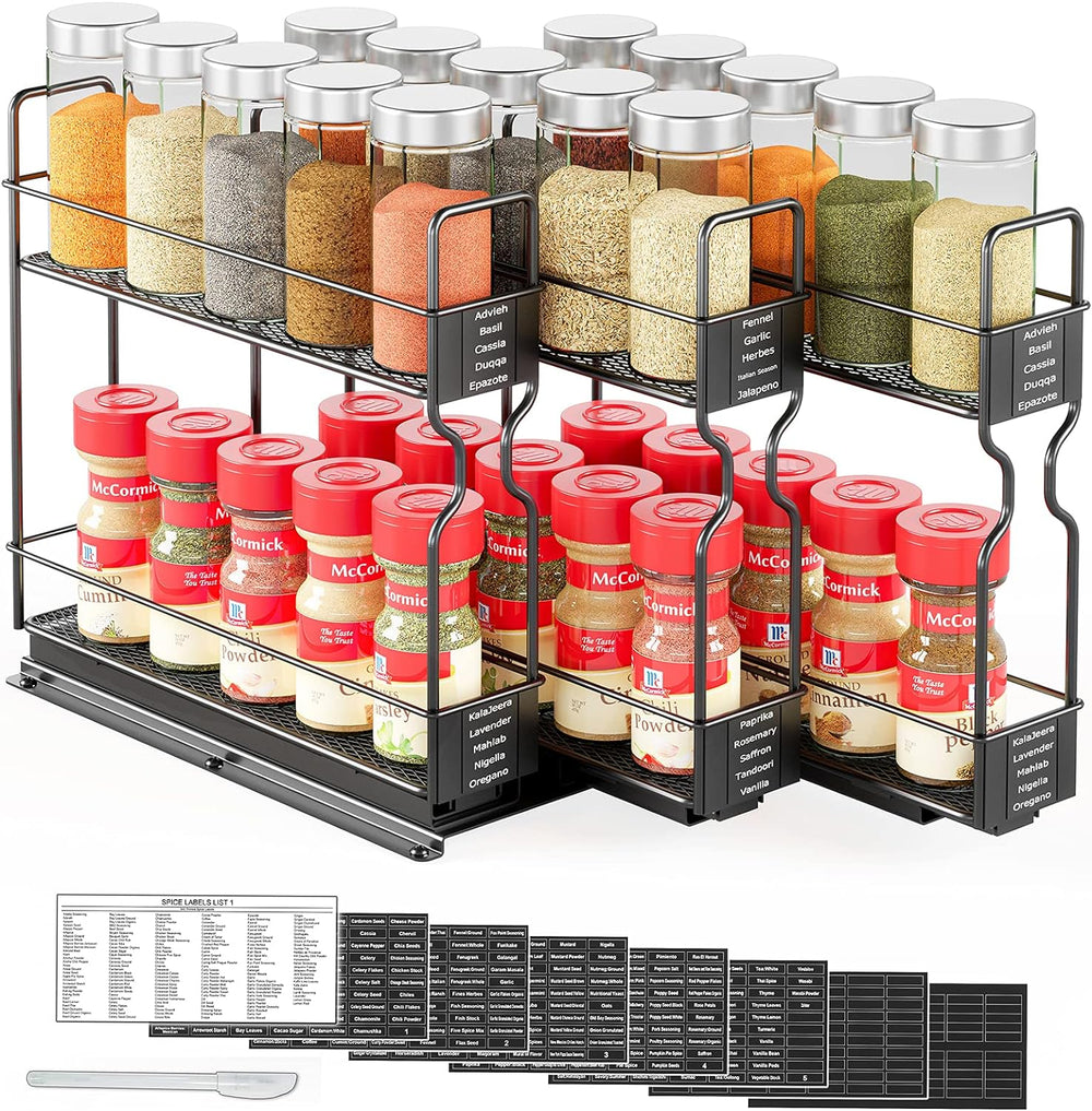 SpaceAid Pull Out Spice Rack Organizer for Cabinet, Heavy Duty Slide Out Seas...