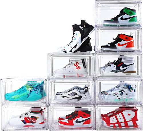 large shoe boxes clear stackable, space saving acrylic, main product view