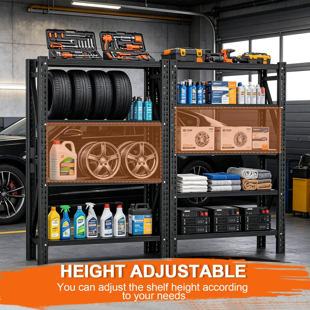 31.5''W Heavy Duty Storage Shelves, 2500LBS Metal Garage Shelving Uni...
