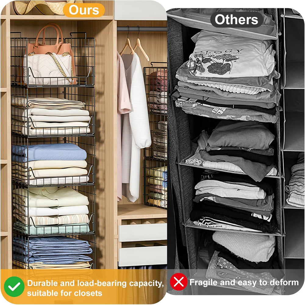Jakyitvi 5-Tier Stackable Closet Organizer Shelf – Foldable Metal Storage Bin...