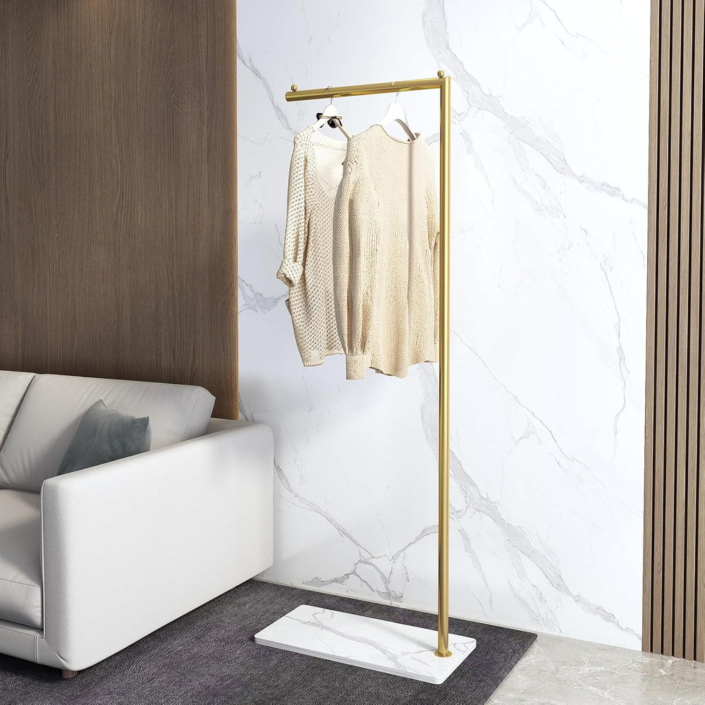 Gold clothing rack with Marble Base,Modern clothes racks for hanging clothes,...