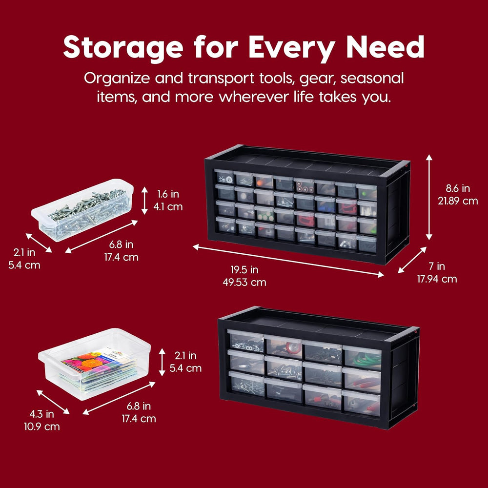 IRIS USA 12-Drawer Desk Storage Organizer, Charms, Water Packets, Black
