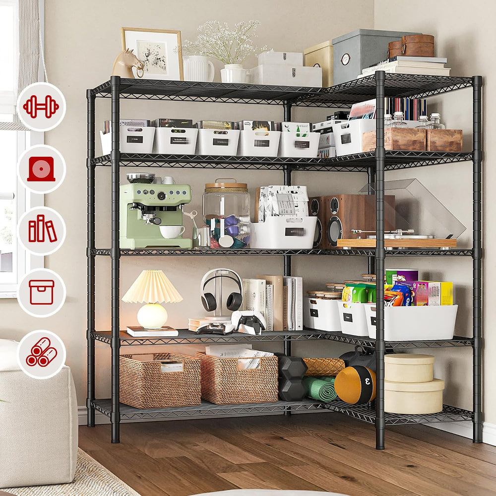 REIBII 5-Tier Heavy Duty Wire Shelving Unit, 1430LBS Storage Shelf Rack