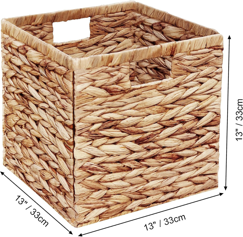 Vagusicc Wicker Storage Basket, Set of 2 Handwoven Water Hyacinth Storage Bas...