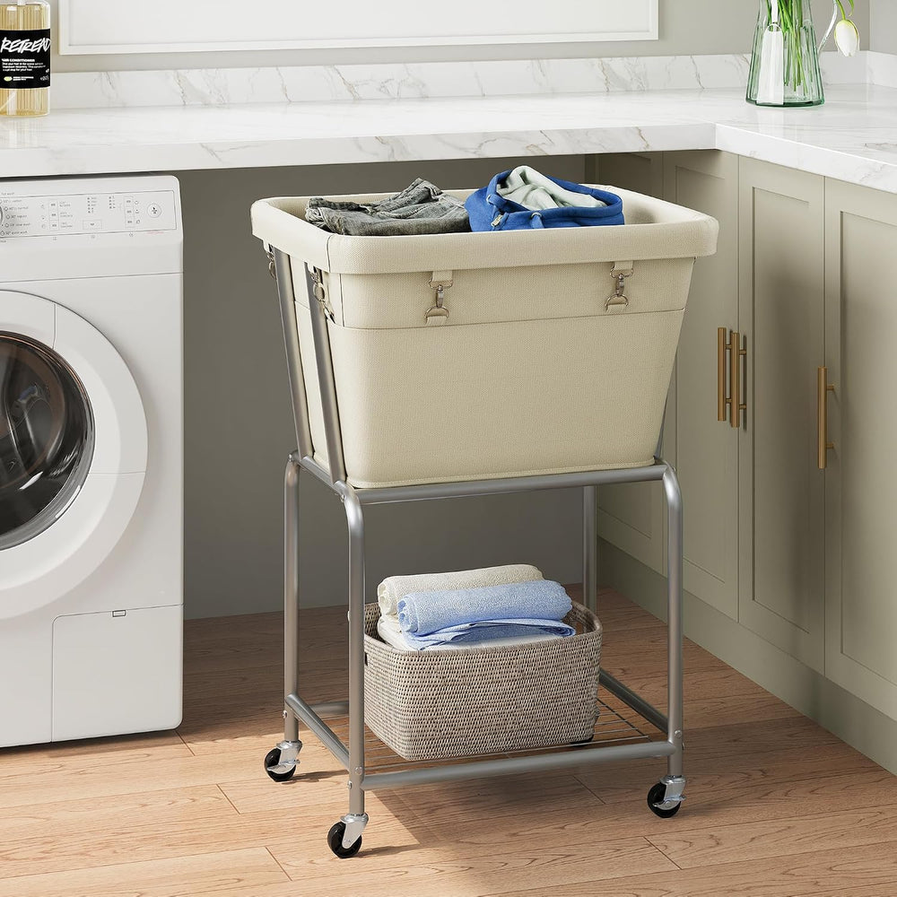 ELYKEN Rolling Laundry Hamper with Wheels, Removable Bag, Laundry Cart