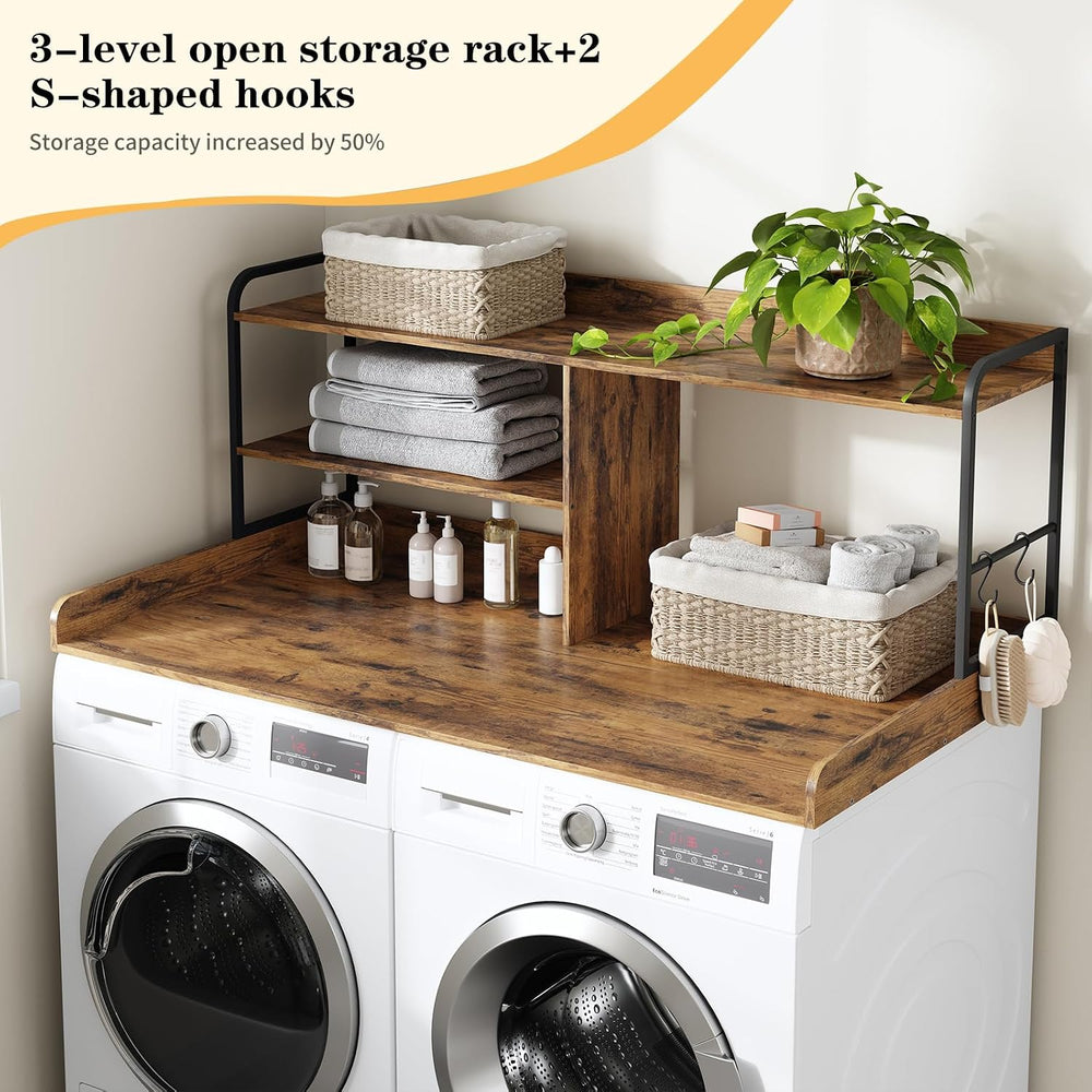 Washer and Dryer Countertop with Shelves, 54" x 27.56" 3 Tiers Larg...