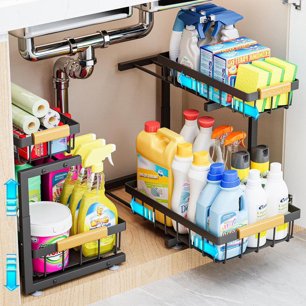 ADBIU Under Sink Organizer, 2 Pack 2 Tier Expandable Height (13.2" - 17....
