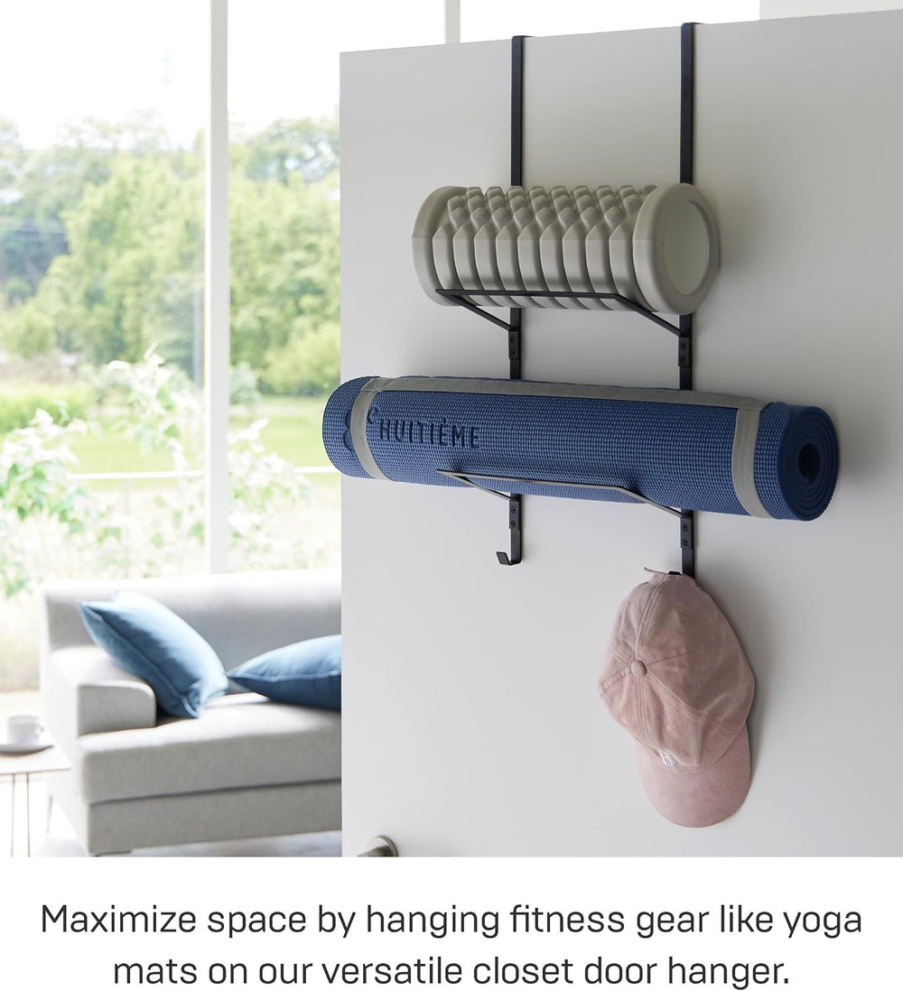 YAMAZAKI Home Tower Over-The-Door Yoga Mat Storage Hanger - 3-Tier Organizer ...