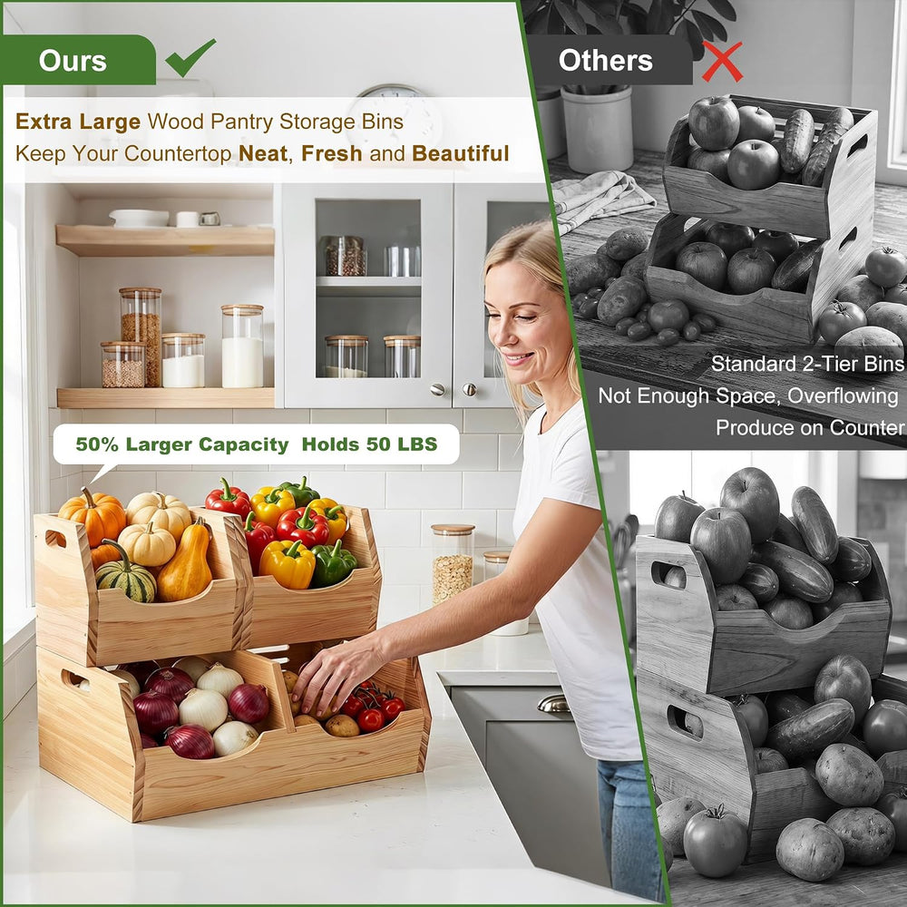 Large 2 Tier Stackable Potato and Onion Storage Bin for pantry
