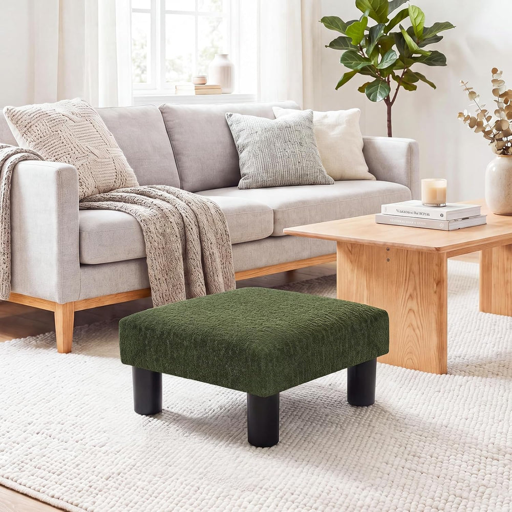 Joveco Small Foot Rest Stool Ottoman, 3D Velvet Square Upholstered Footstool ...