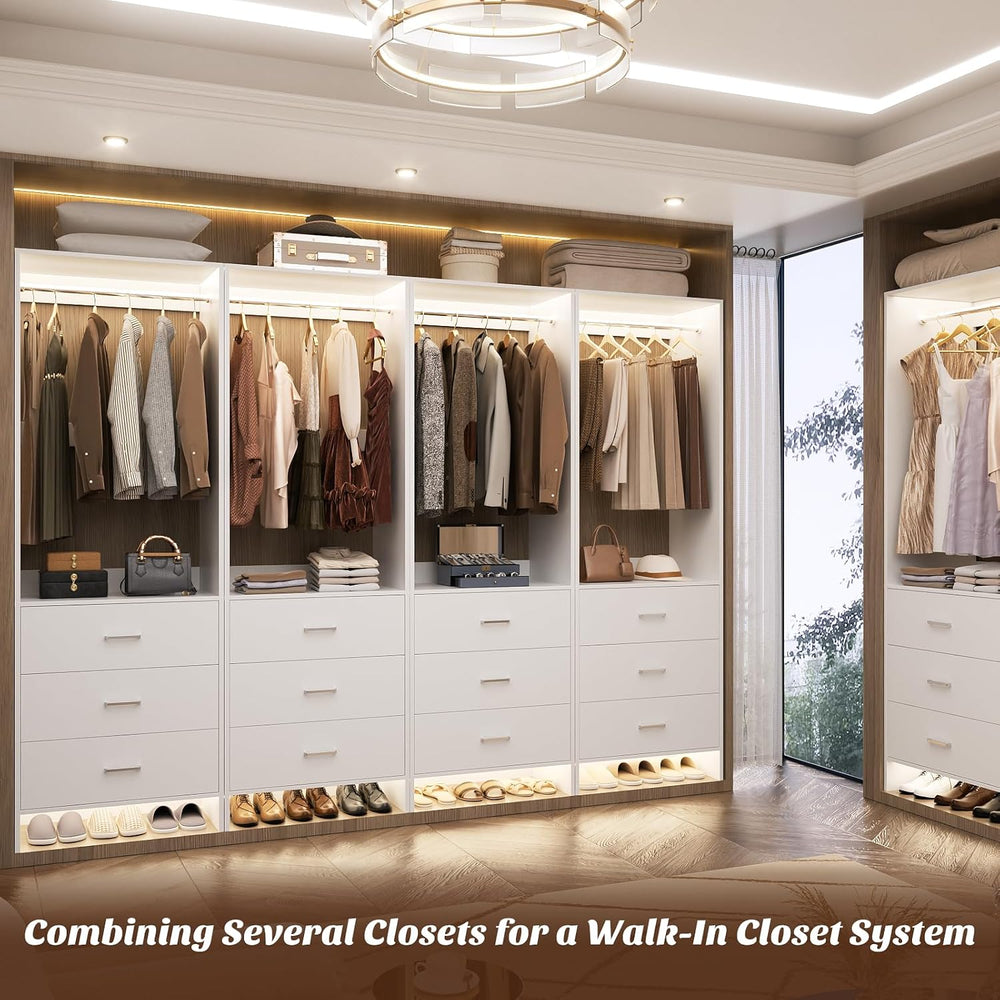 Aheaplus Closet System Closet Organizer, 7.2FT Closets, Set of 4，White