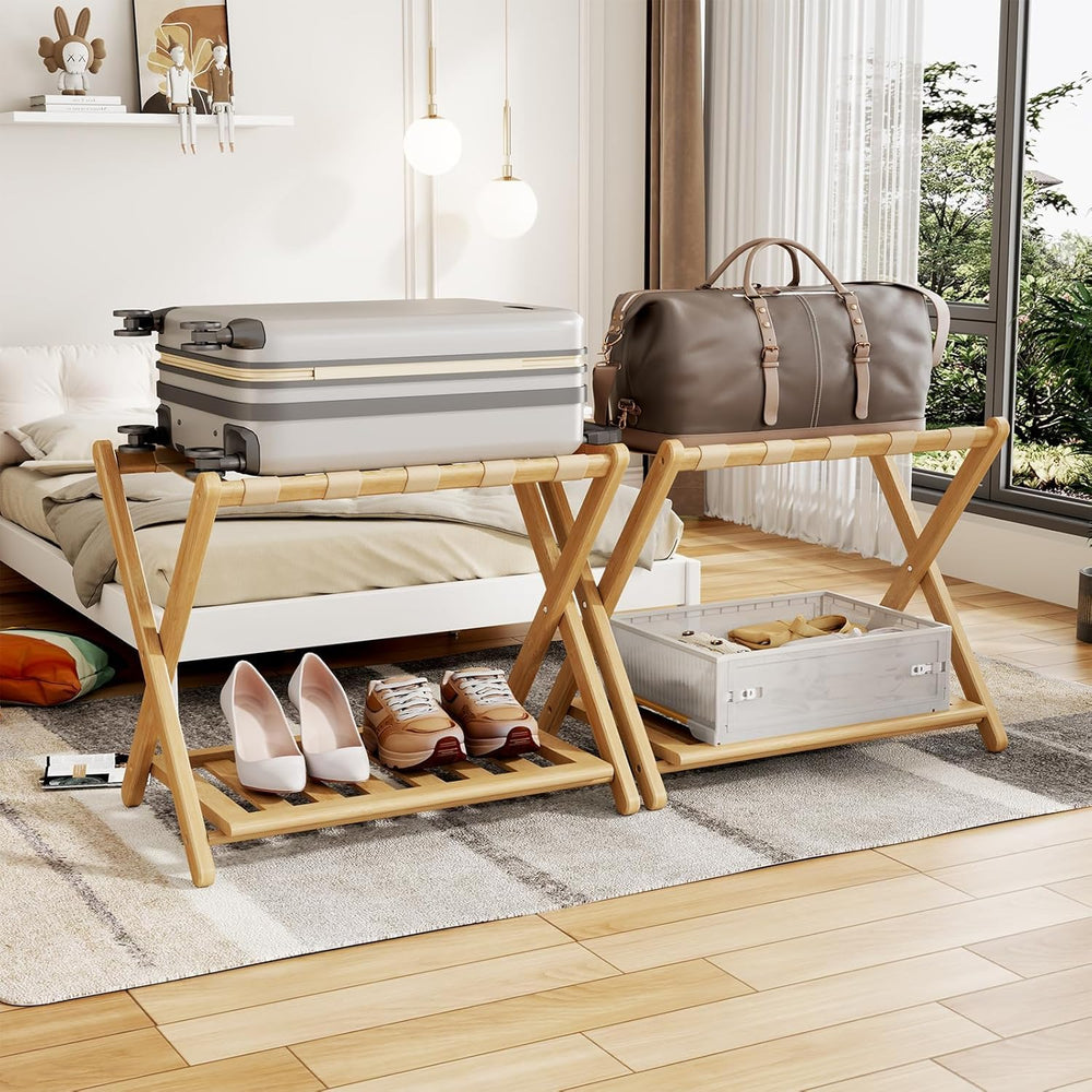Full Assembled 26.77"L Luggage Rack for Guest Room, Set of 2, Natural