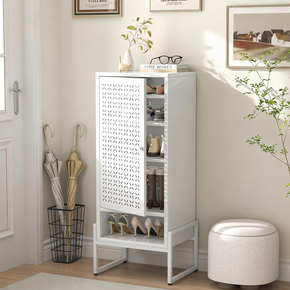 LEYNOT Metal Storage Cabinet with Door, 42.5" H Small Narrow Cabinet wit...