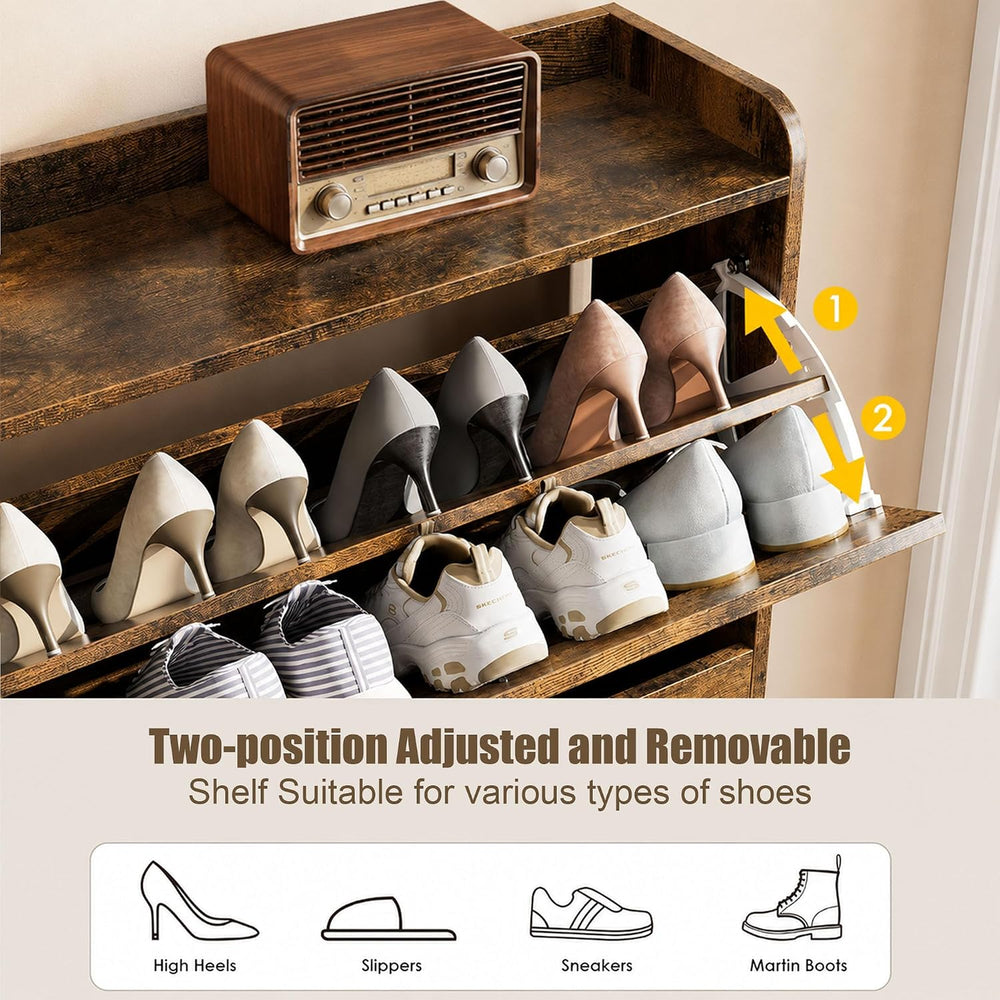Nicetree Shoe Cabinet Storage for Entryway, Slim Shoe Storage Cabinet with 2 ...