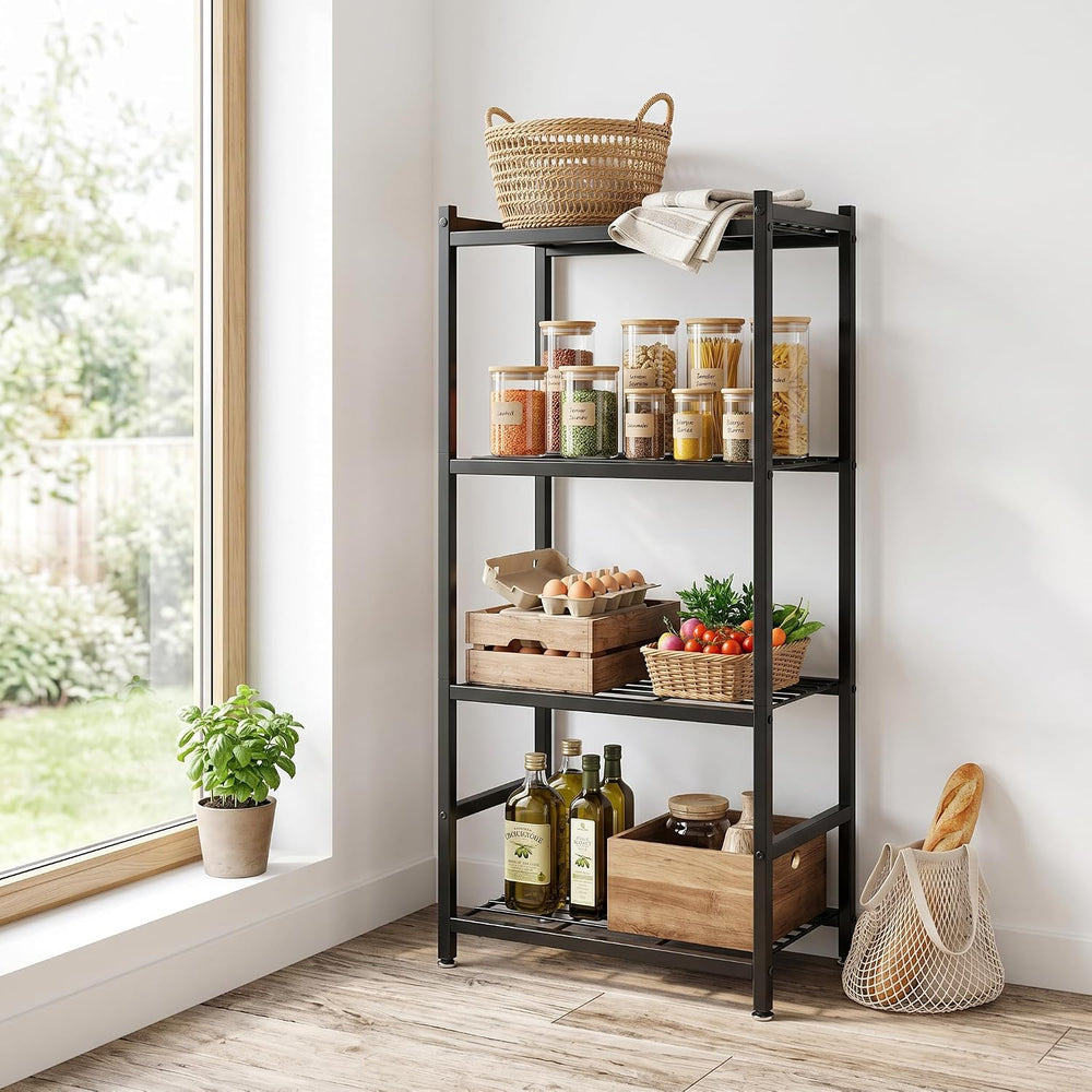 Small Storage Shelves, 4-Tier Metal Shelving Unit with Leveling Feet, Shelf O...