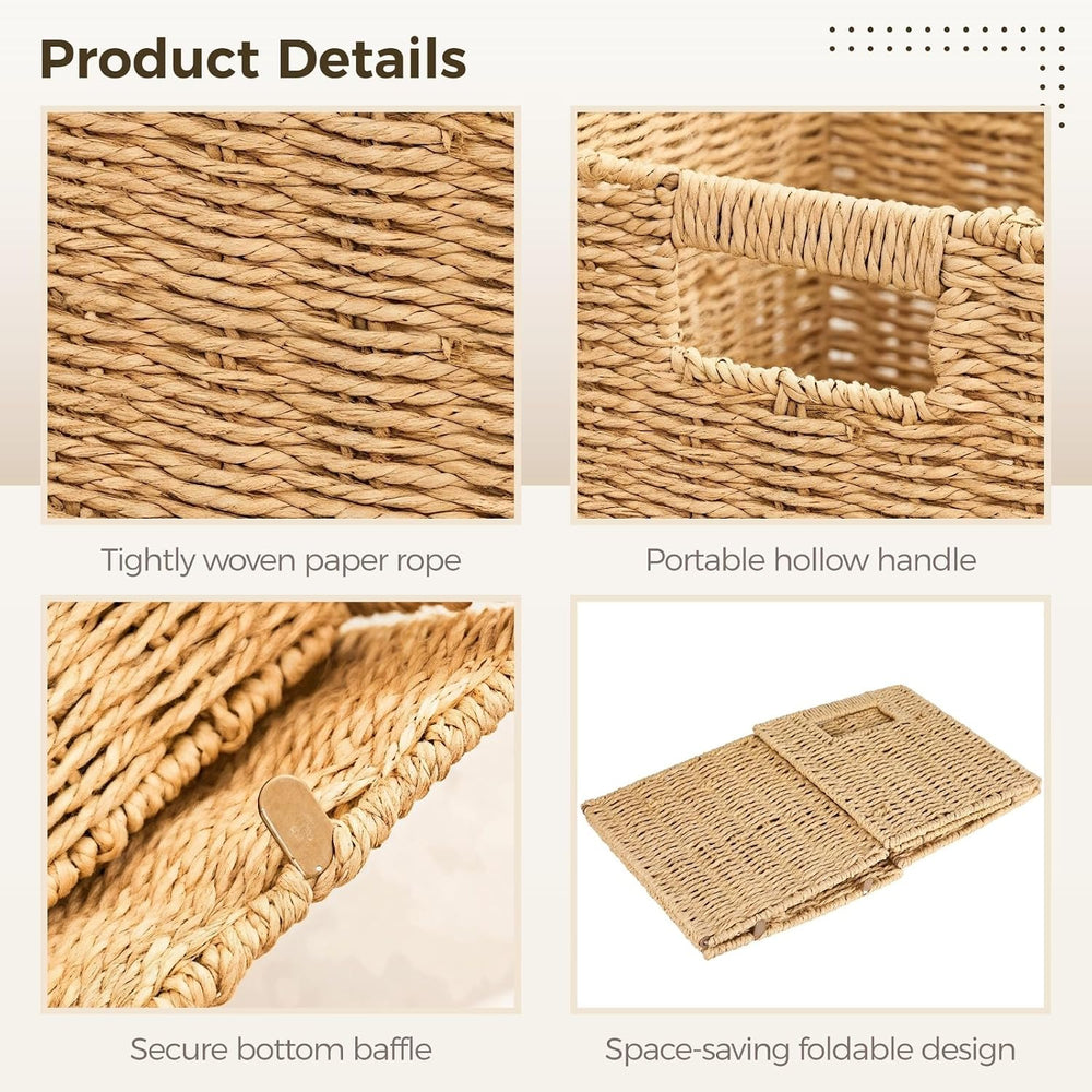 OMISTAR 6 Pcs 8.7 Inch Wicker Storage Cubes Bins - Woven Paper Rope Storage B...