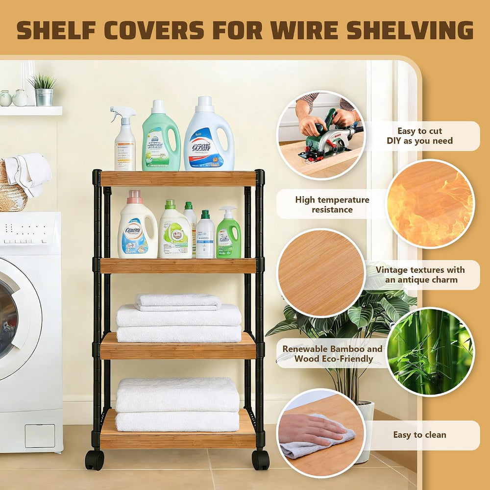 Wire Shelf Covers, Bamboo Wire Rack Covers for Home Kitchen, Office Organizat...